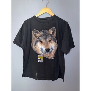 Vintage 1994 Timber Wolf Graphic T-Shirt Faded Black Single Stitch